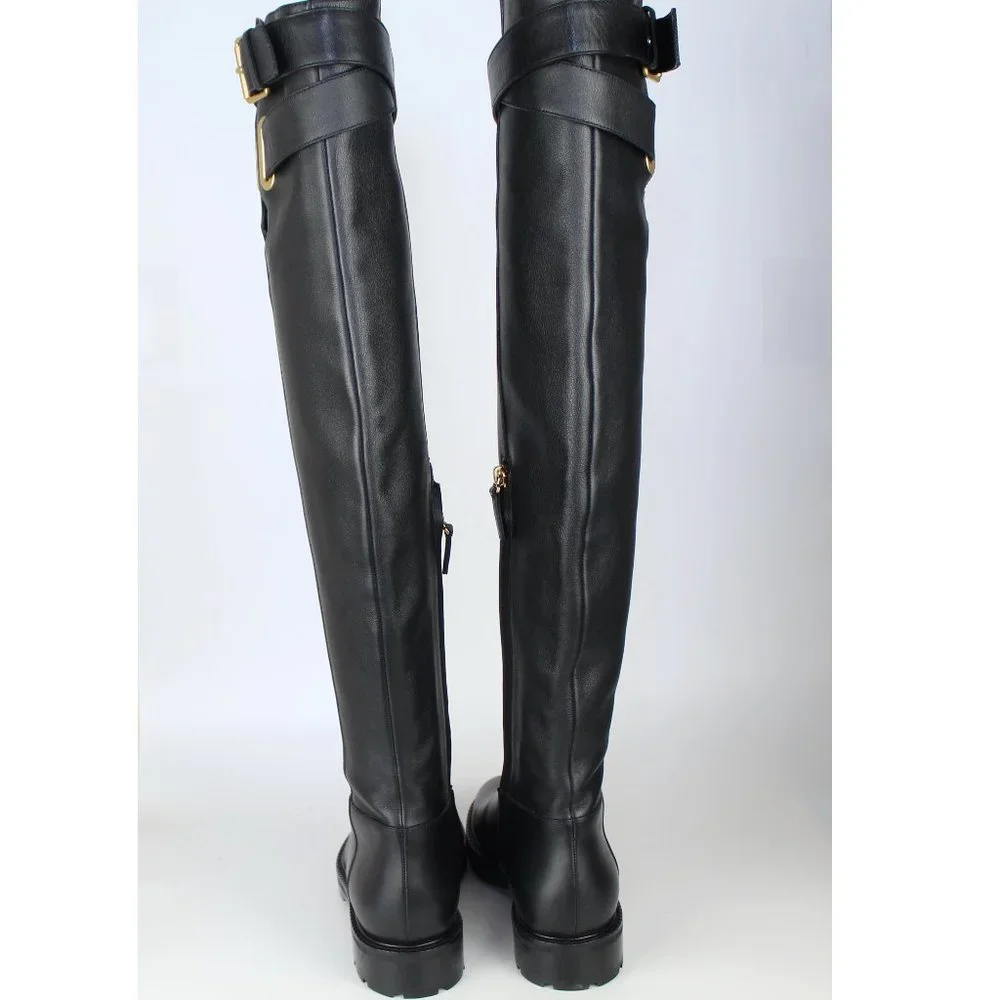 NEW Valentino Garavani RUNWAY Over the Knee Leather Boots, Black, EU 37
